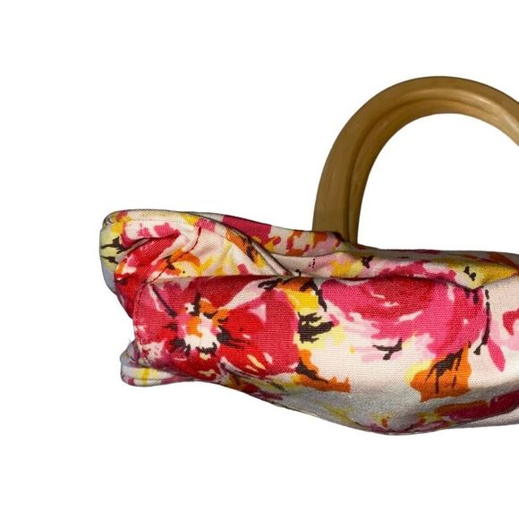 Vintage 90s Y2K barbiecore girly floral handbag handle top bag pink flowers - Picture 2 of 4